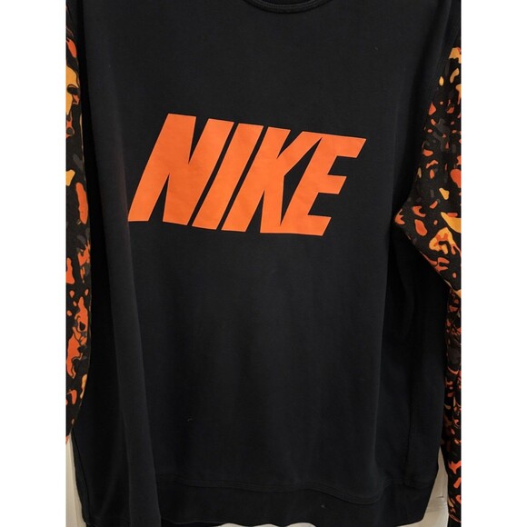 Nike Mens XXL Orange Camo Sleeve Swoosh Pullover Crew Sweatshirt Cotton - Picture 5 of 8
